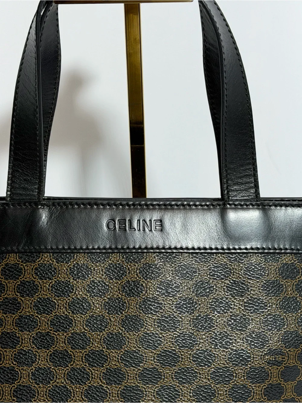 Celine Black & Brown Patterned Mini Tote